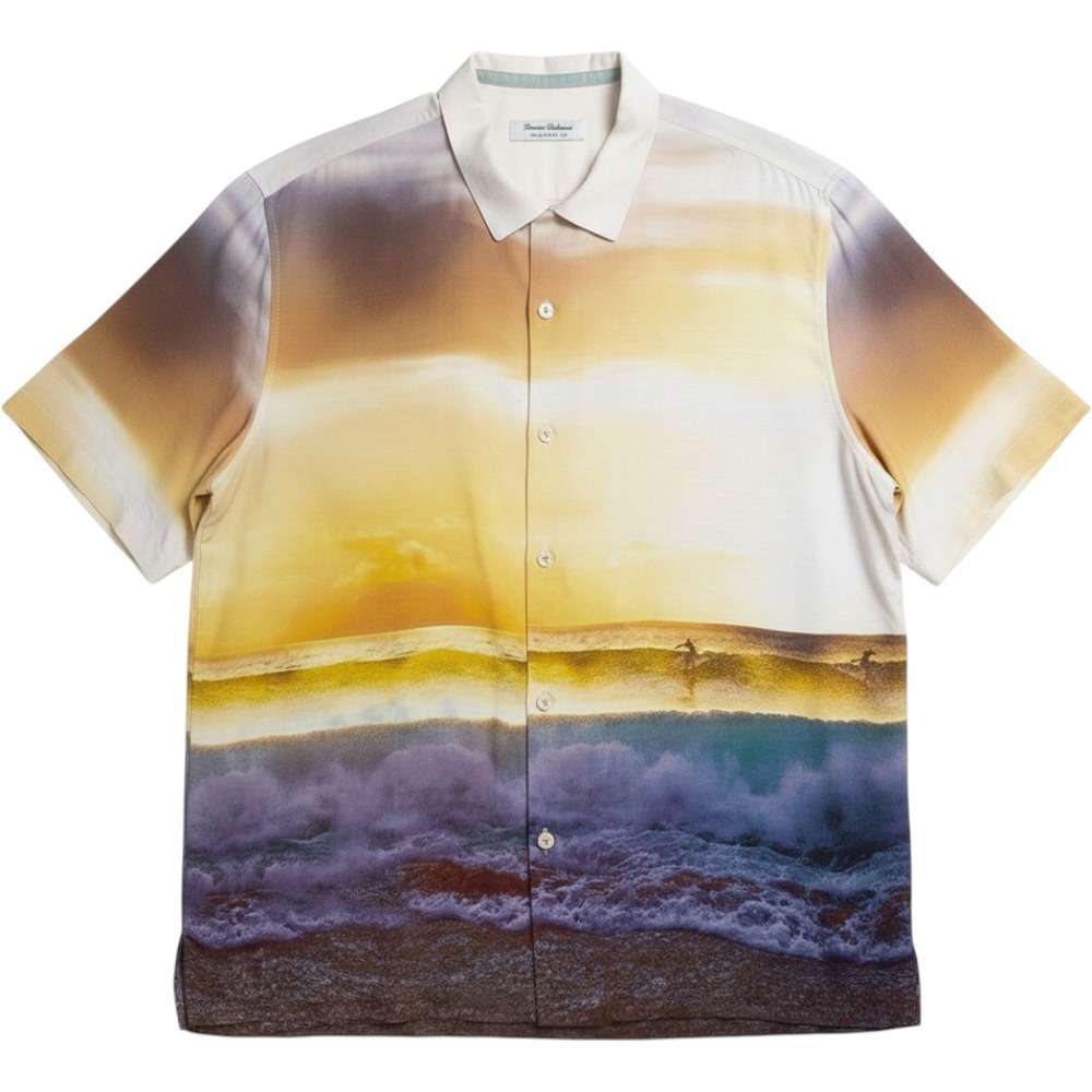 Tommy Bahama Artist Series 2023 Men XL The Veracruz Cay Beach Sunset Silk Shirt